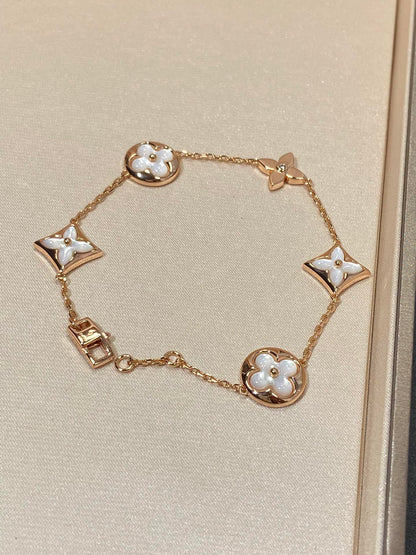 [Olivia JW]STAR AND SUN 5 MOTIF MOP PINK GOLD BRACELET
