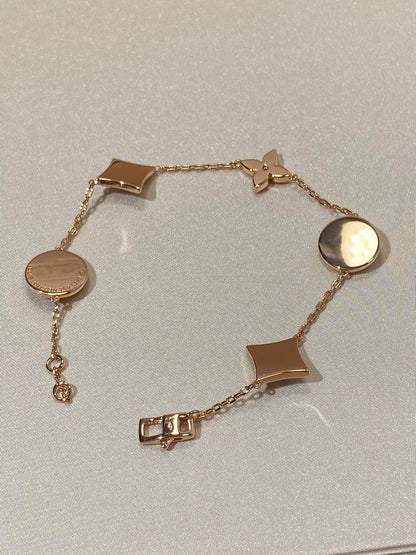 [Everoly JW]STAR AND SUN 5 MOTIF MOP PINK GOLD BRACELET
