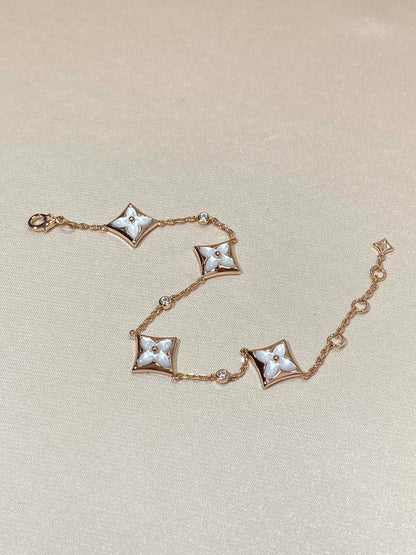 [Olivia JW]STAR 4 MOTIF MOP DIAMOND PINK GOLD BRACELET