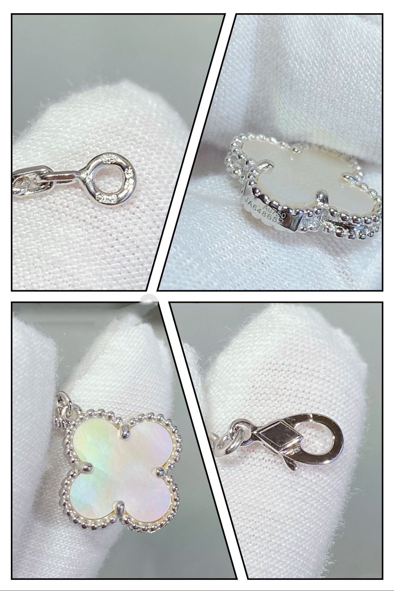 [Olivia JW]CLOVER 5 MOTIF WHITE MOP SILVER BRACELET
