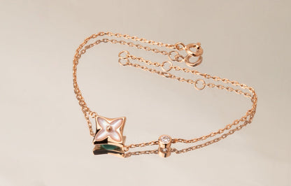 [Everoly JW] STAR PINK MOP 1 DIAMANT ROSA GOLD HALSKETTE