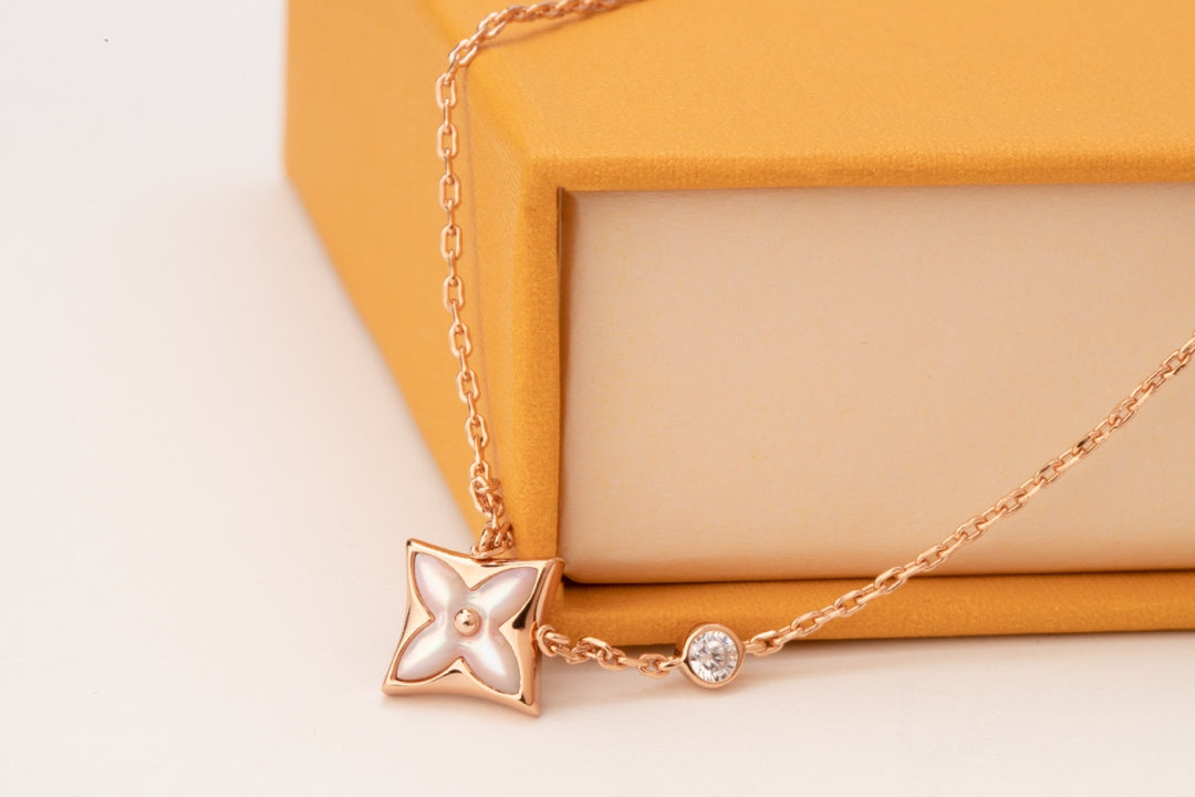 [Everoly JW] STAR PINK MOP 1 DIAMANT ROSA GOLD HALSKETTE