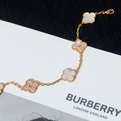 [Everoly JW] CLOVER WHITE PEARL MOP 5 MOTIF BRACELET COLLECTION