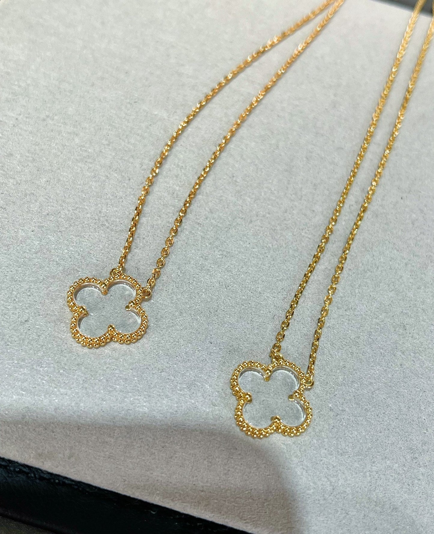 [Olivia JW]CLOVER ROCK CRYSTAL ROSE GOLD NECKLACE