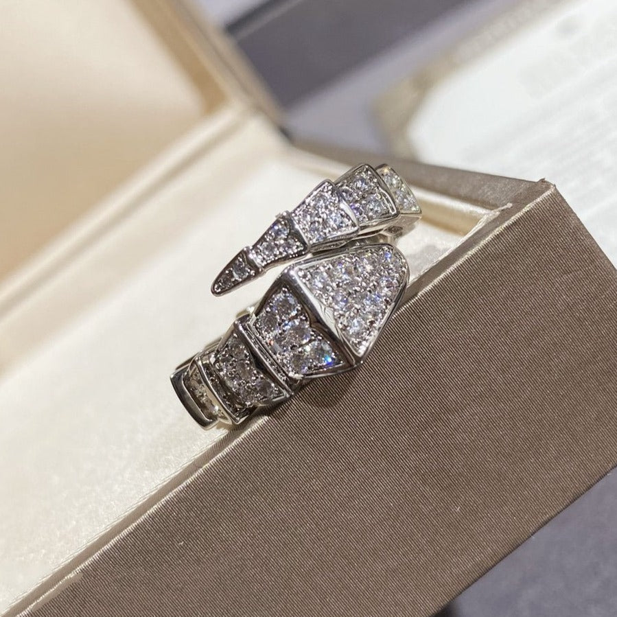 [OLIVIA]SERPENTI LARGE RING SILVER DIAMOND PAVED