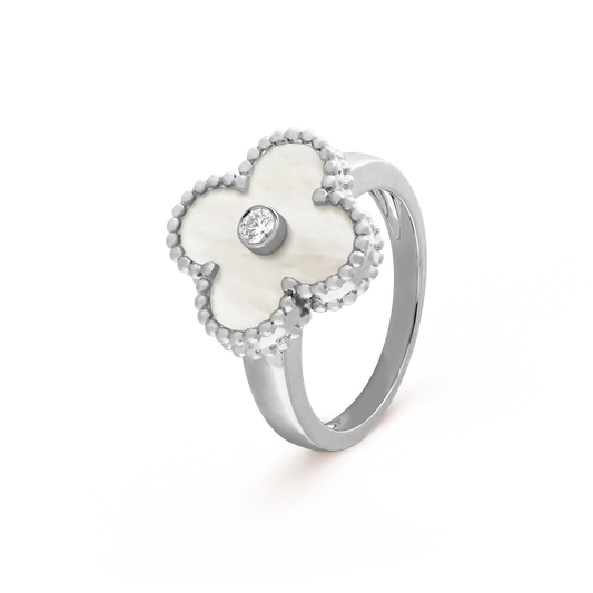[Olivia JW]CLOVER SILVER MOP DIAMOND RING