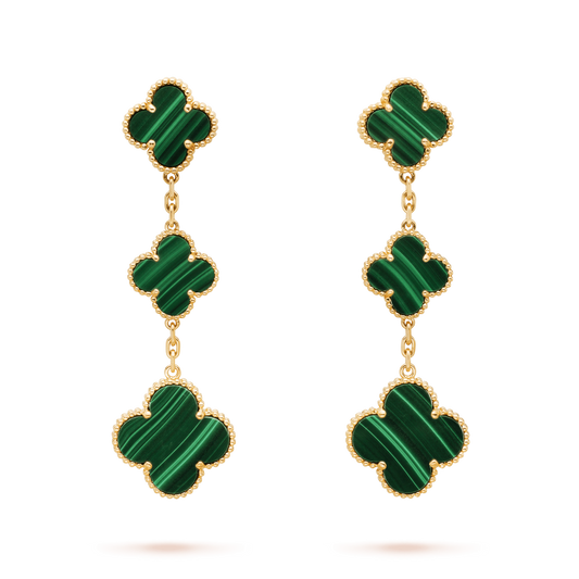 [Olivia JW]CLOVER MALACHITE 3 MOTIFS GOLD