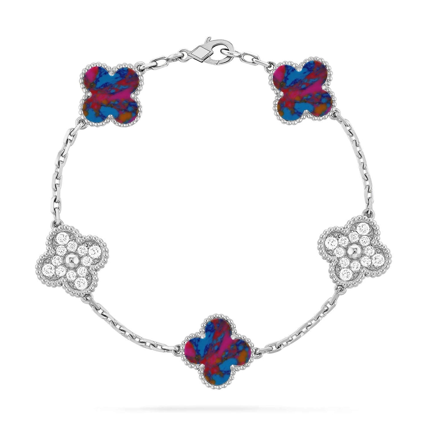 [Everoly JW] CLOVER 5 MOTIF COLOR GEMSTONES BRACELET COLLECTION
