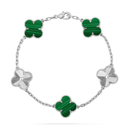 [Everoly JW]  CLOVER 5 MOTIF MALACHITE BRACELET COLLECTION