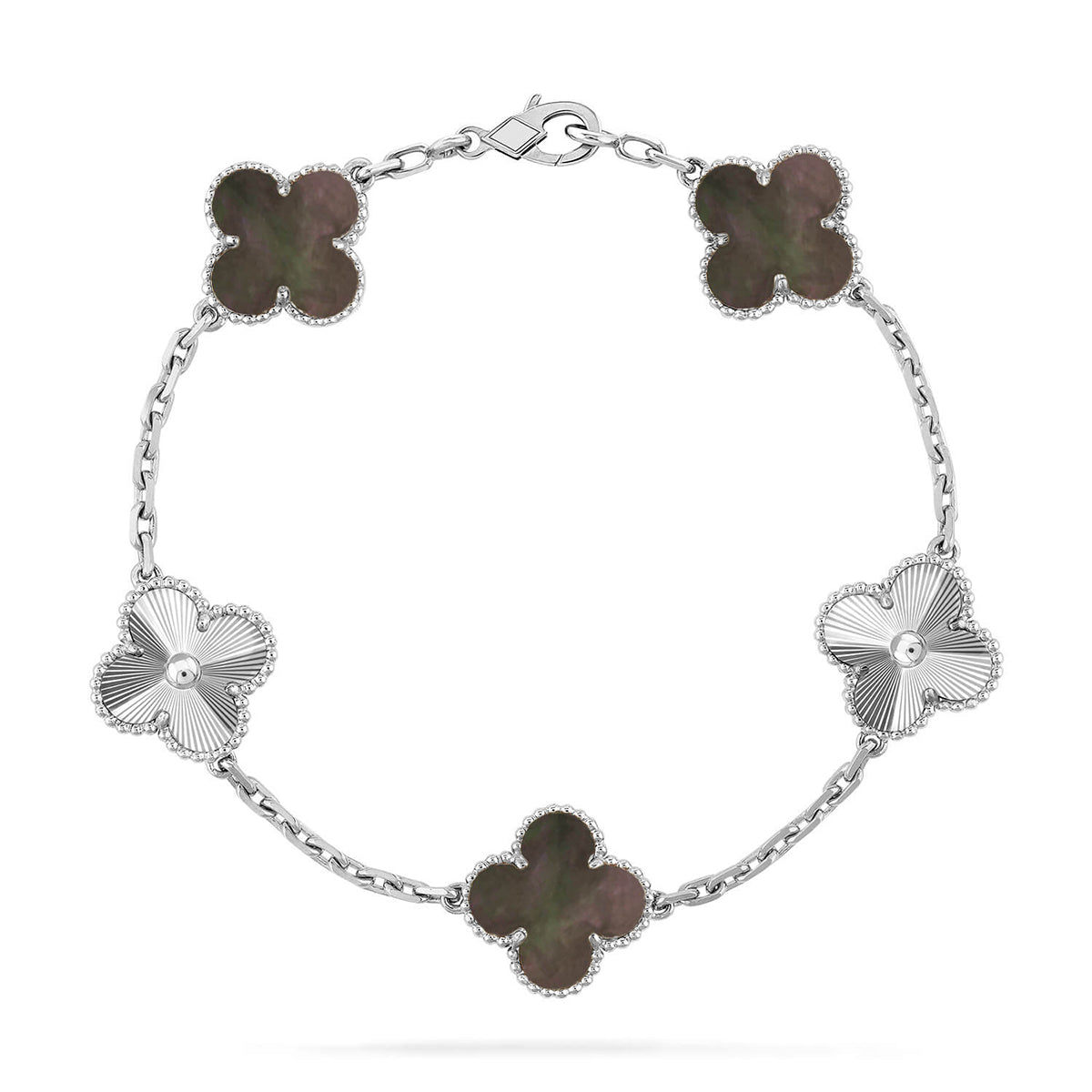 [Everoly JW]  CLOVER 5 MOTIF GRAY MOP BRACELET COLLECTION