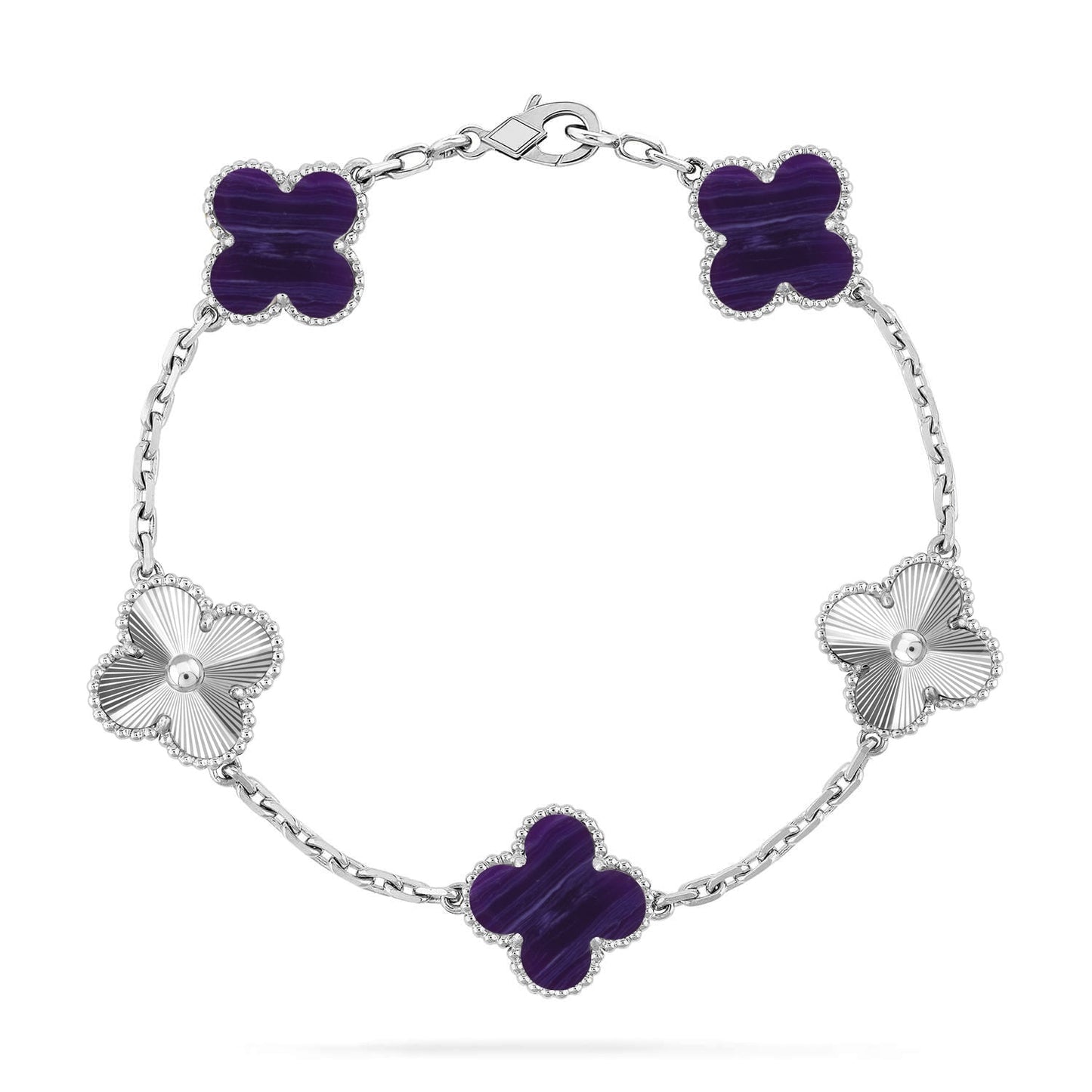 [Everoly JW] CLOVER 5 MOTIF PURPLE STRIPES BRACELET COLLECTION