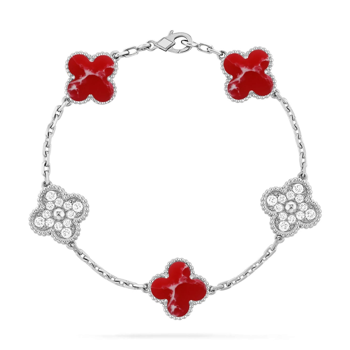[Everoly JW] CLOVER 5 MOTIF RED PATTERN BRACELET COLLECTION