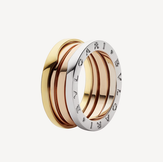 [OLIVIA]ZERO 1 THREE-BAND ROSE WHITE AND YELLOW RING