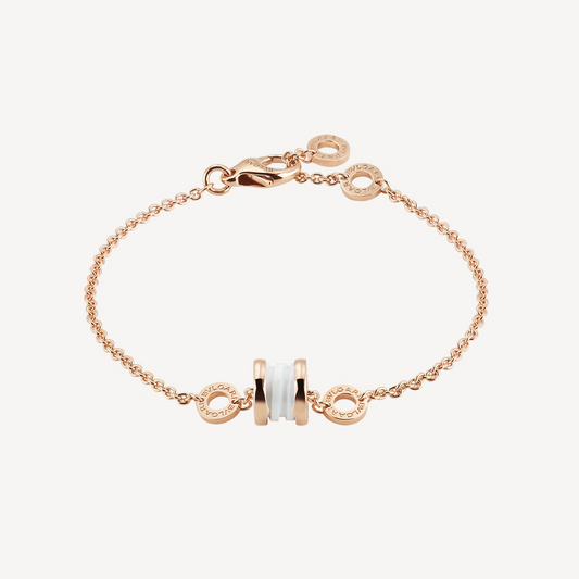 [OLIVIA]ZERO 1 SOFT PINK GOLD AND WHITE CERAMIC BRACELET