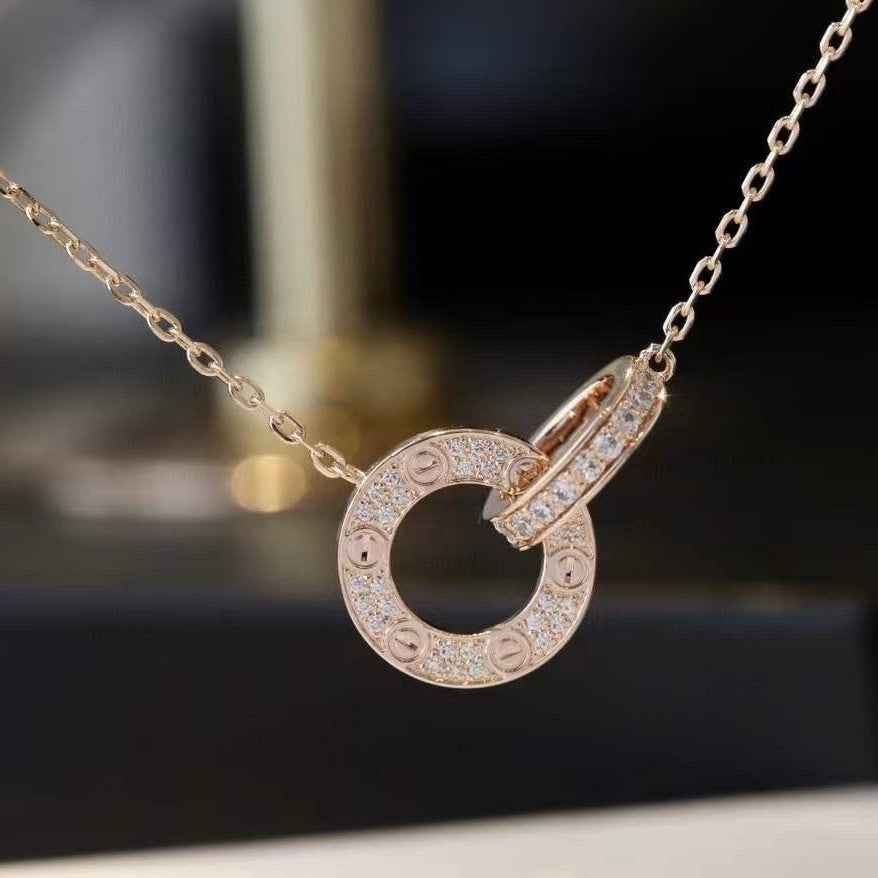 [Everoly JW] LOVE 7,6 MM HALSKETTE ROSÉGOLD UND SILBER VOLLER DIAMANT