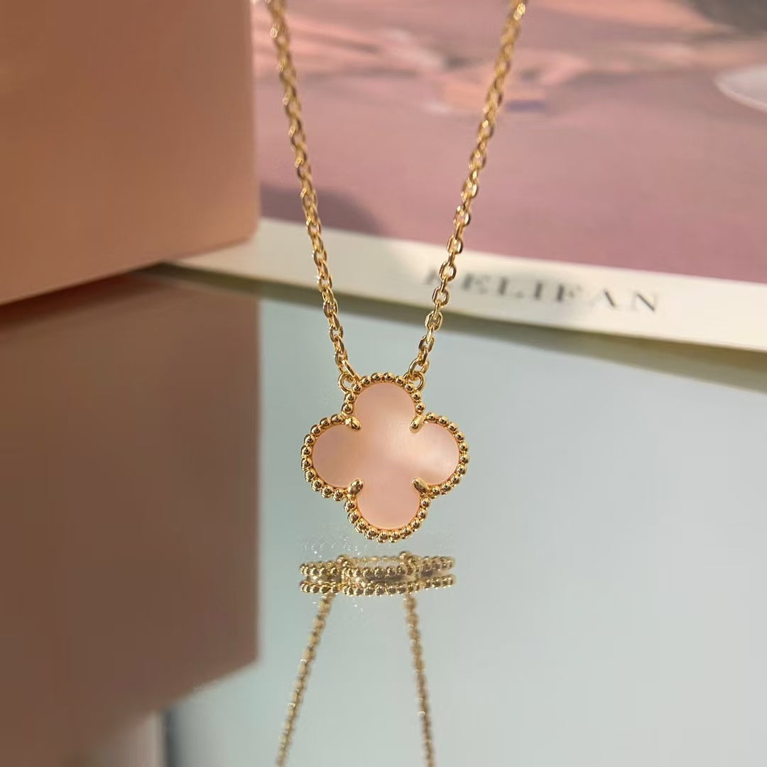 [Everoly JW]CLOVER 15MM PINK MOTHER-OF-PEARL SINGLE FLOWER NECKLACE