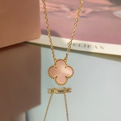 [Everoly JW]CLOVER 15MM PINK MOTHER-OF-PEARL SINGLE FLOWER NECKLACE