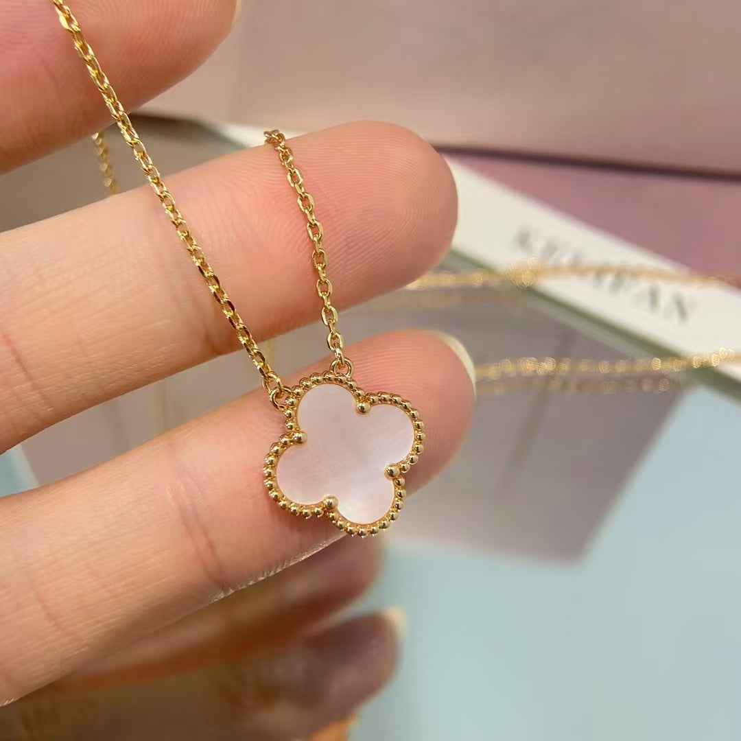 [Everoly JW]CLOVER 15MM PINK MOTHER-OF-PEARL SINGLE FLOWER NECKLACE
