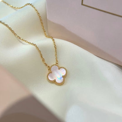 [Everoly JW]CLOVER 15MM PINK MOTHER-OF-PEARL SINGLE FLOWER NECKLACE