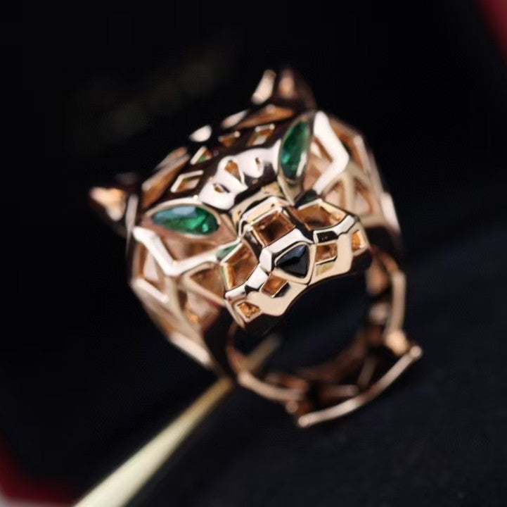 [Olivia JW]HOLLOW LEOPARD HEAD RING