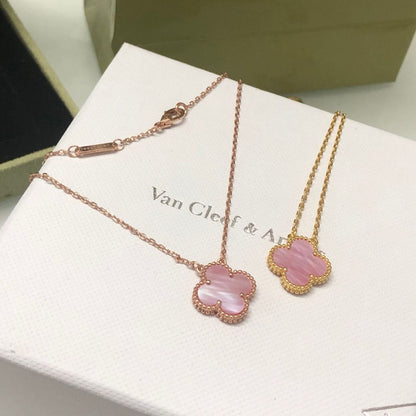 [Everoly JW]CLOVER 15MM PINK MOTHER-OF-PEARL SINGLE FLOWER NECKLACE