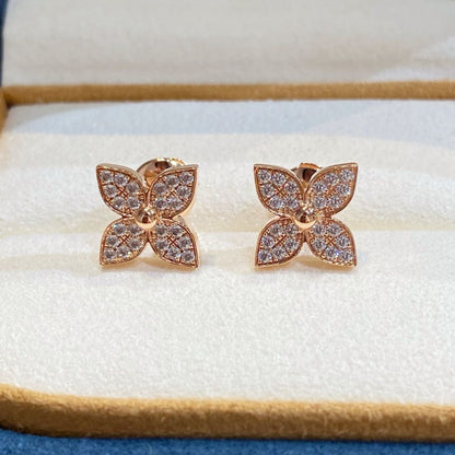 [Olivia JW]STAR BLOSSOM STUD EARRINGS PINK GOLD DIAMONDS