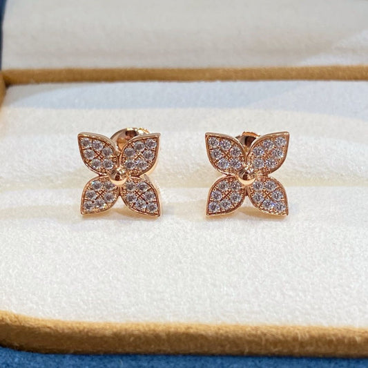 [Olivia JW]STAR BLOSSOM STUD EARRINGS PINK GOLD DIAMONDS