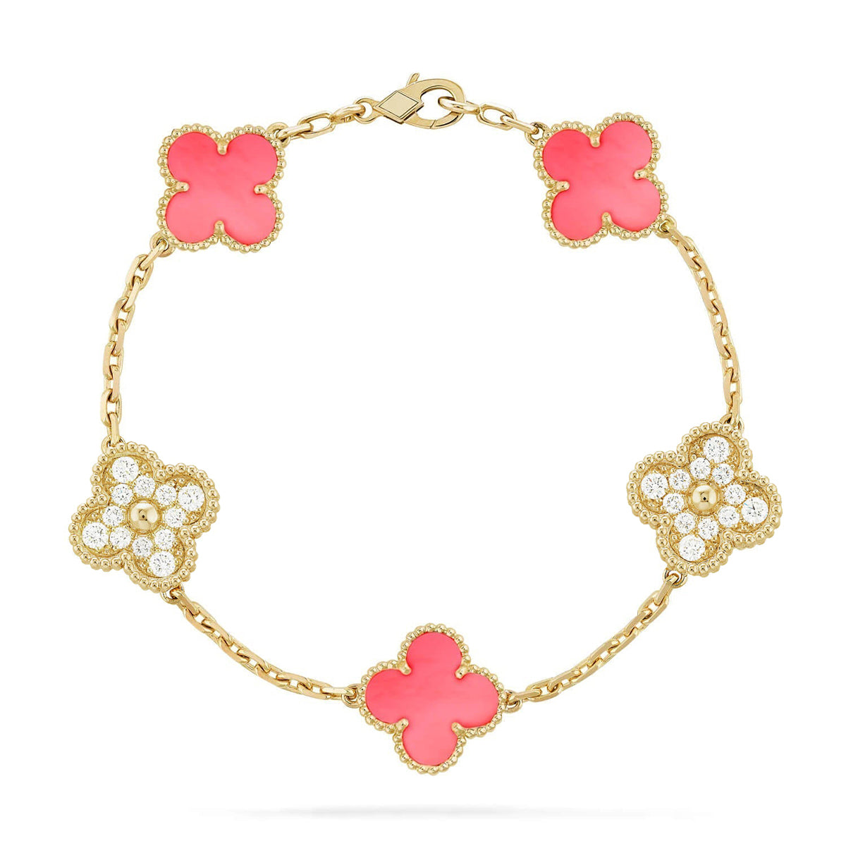 [Everoly JW]  CLOVER 5 MOTIFS  PINK MOP BRACELET COLLECTION