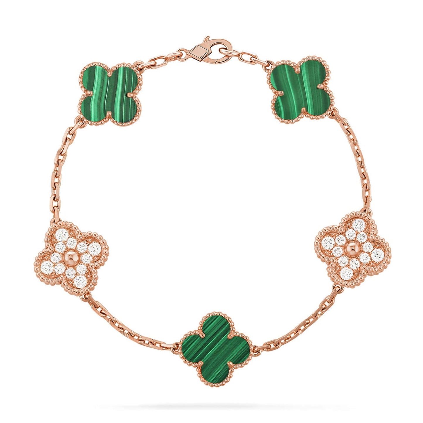 [Everoly JW]  CLOVER 5 MOTIF MALACHITE BRACELET COLLECTION