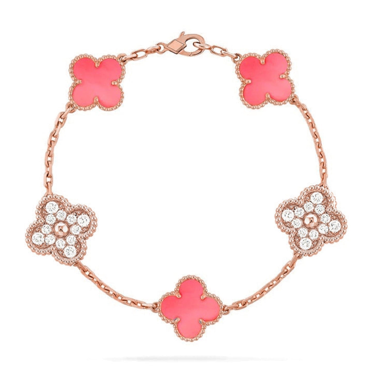 [Everoly JW]  CLOVER 5 MOTIFS  PINK MOP BRACELET COLLECTION