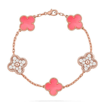 [Everoly JW]  CLOVER 5 MOTIFS  PINK MOP BRACELET COLLECTION
