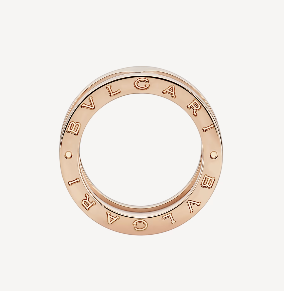 [OLIVIA]ZERO 1 TWO-BAND LOOPS AND WHITE CERAMIC SPIRAL PINK GOLD RING