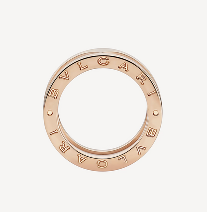 [OLIVIA]ZERO 1 TWO-BAND LOOPS AND WHITE CERAMIC SPIRAL PINK GOLD RING