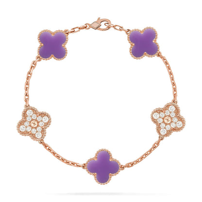 [Everoly JW] CLOVER 5 MOTIF LIGHT PURPLE BRACELET COLLECTION