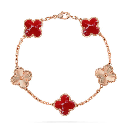 [Everoly JW] CLOVER 5 MOTIF RED PATTERN BRACELET COLLECTION