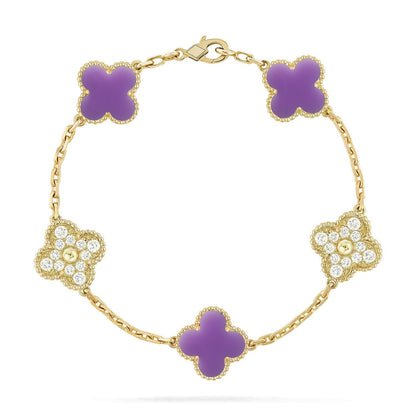 [Everoly JW] CLOVER 5 MOTIF LIGHT PURPLE BRACELET COLLECTION