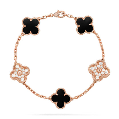 [Everoly JW]  CLOVER 5 MOTIF ONYXS BRACELET COLLECTION
