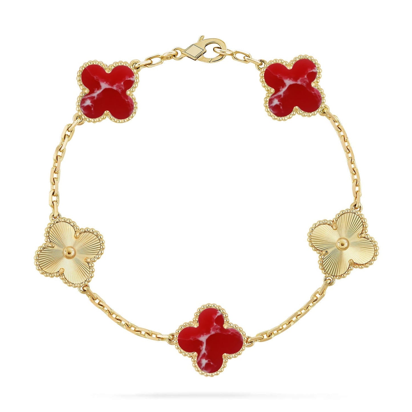 [Everoly JW] CLOVER 5 MOTIF RED PATTERN BRACELET COLLECTION