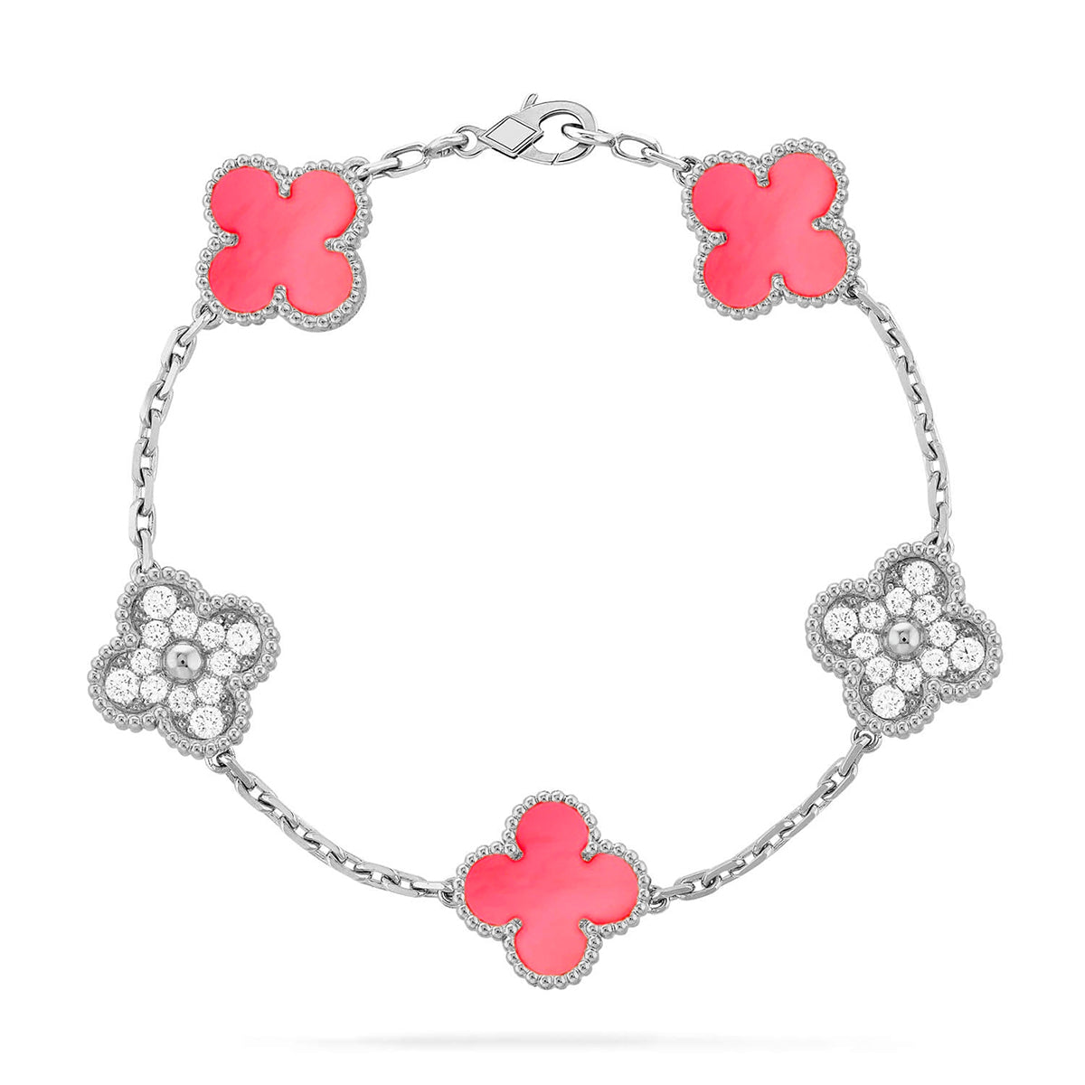 [Everoly JW]  CLOVER 5 MOTIFS  PINK MOP BRACELET COLLECTION