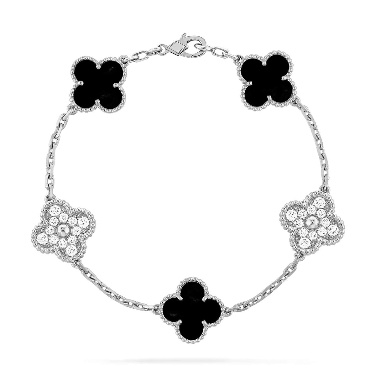 [Everoly JW]  CLOVER 5 MOTIF ONYXS BRACELET COLLECTION