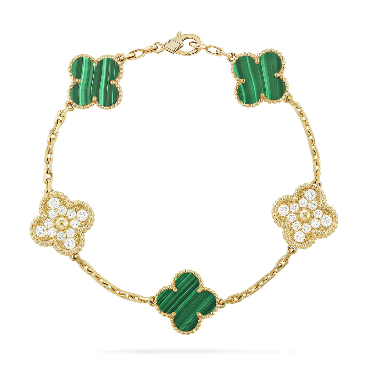 [Everoly JW]  CLOVER 5 MOTIF MALACHITE BRACELET COLLECTION