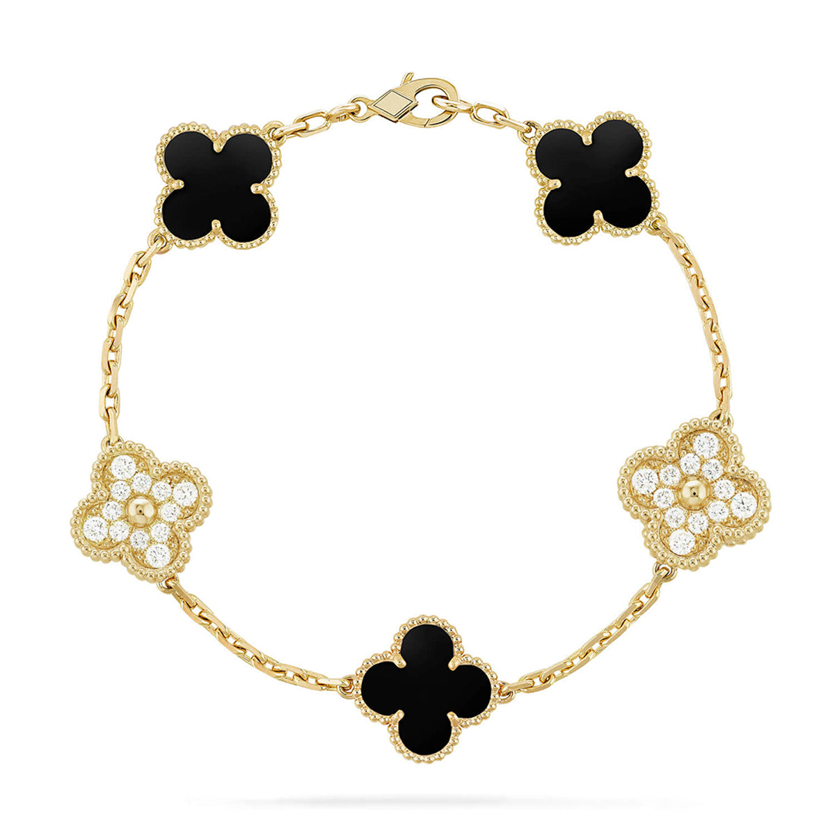 [Everoly JW]  CLOVER 5 MOTIF ONYXS BRACELET COLLECTION