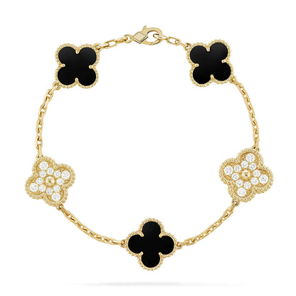 [Everoly JW]  CLOVER 5 MOTIF ONYXS BRACELET COLLECTION