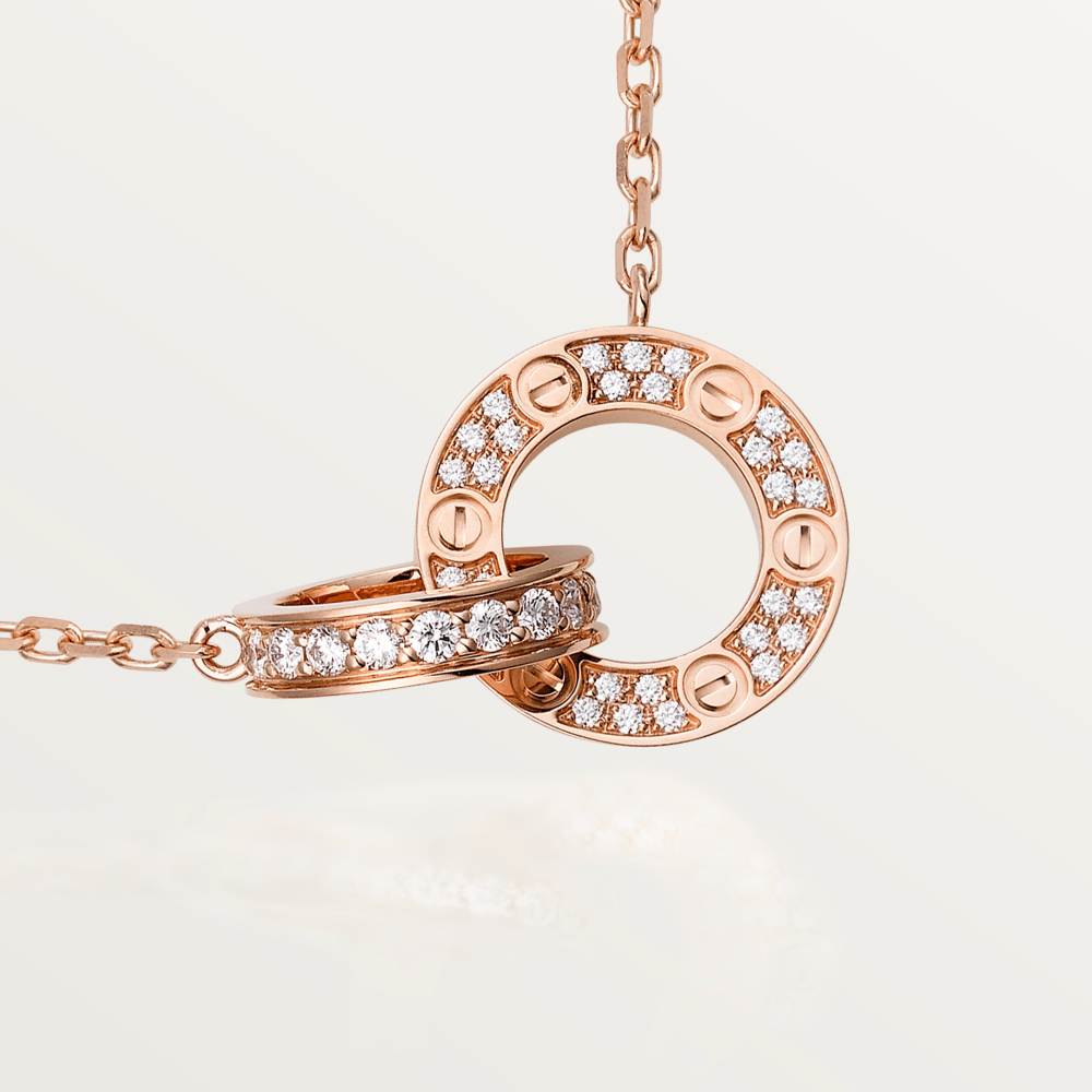 [Everoly JW] LOVE 7,6 MM HALSKETTE ROSÉGOLD UND SILBER VOLLER DIAMANT