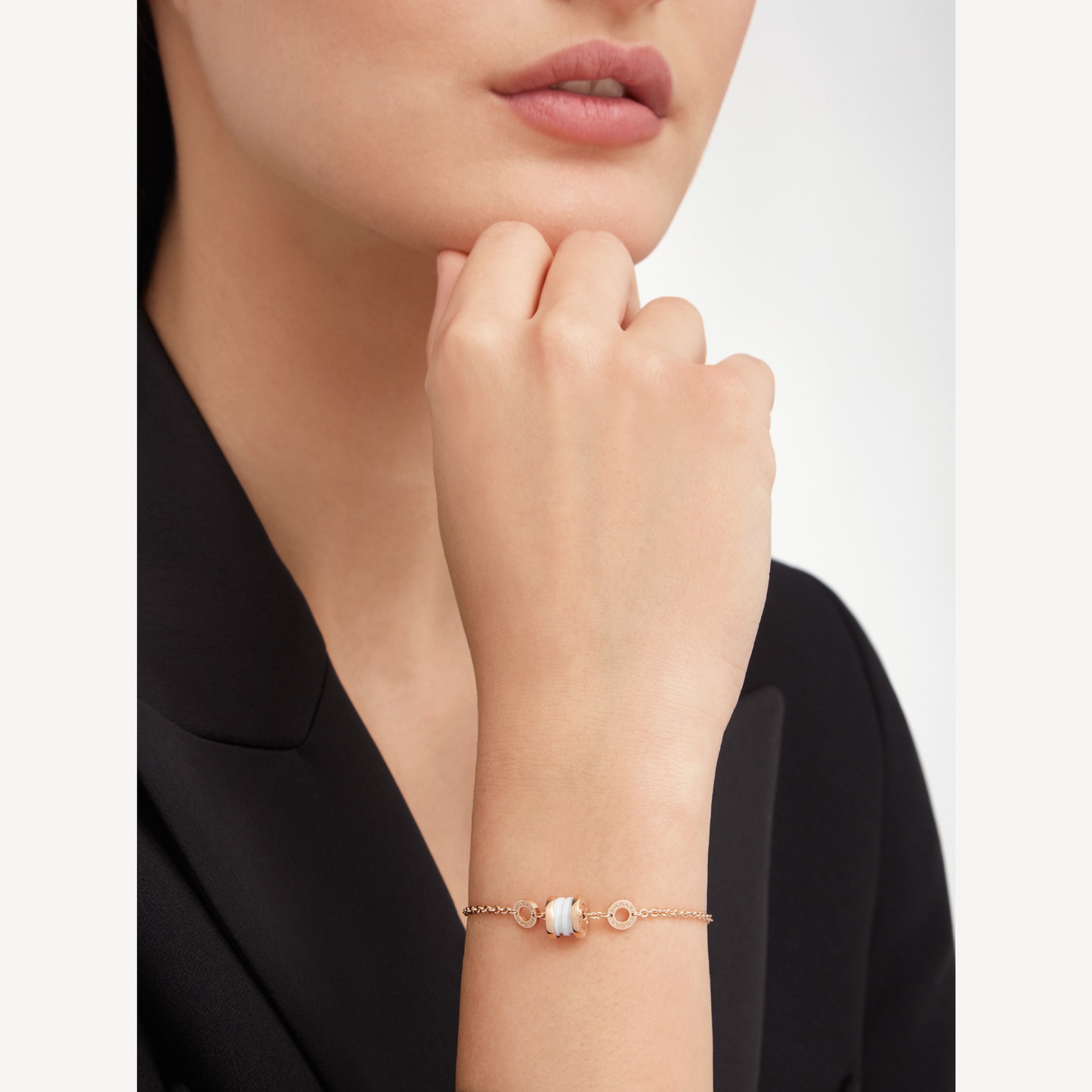 [OLIVIA]ZERO 1 SOFT PINK GOLD AND WHITE CERAMIC BRACELET