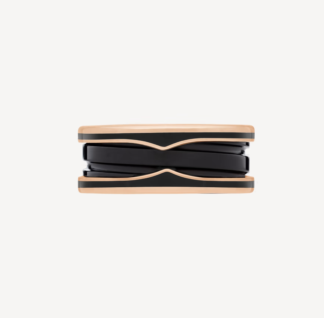 [OLIVIA]ZERO 1 TWO-BAND WITH MATTE BLACK CERAMIC PINK GOLD RING