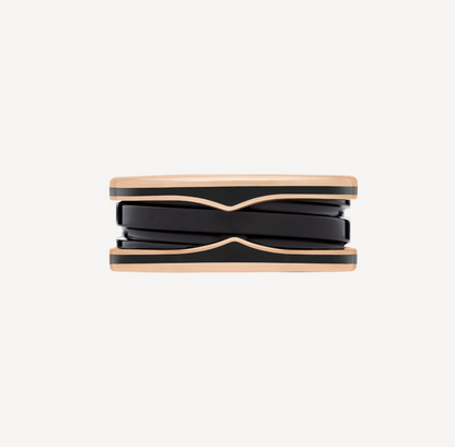 [OLIVIA]ZERO 1 TWO-BAND WITH MATTE BLACK CERAMIC PINK GOLD RING