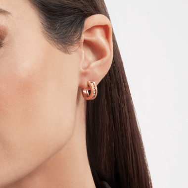 [OLIVIA]ZERO 1 ROCK GOLD EARRINGS WITH STUDDED SPIRAL AND PAVED DIAMONDS