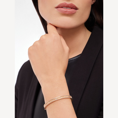[OLIVIA]ZERO 1 SPIRAL AND PAVED DIAMOND PINK GOLD BRACELET