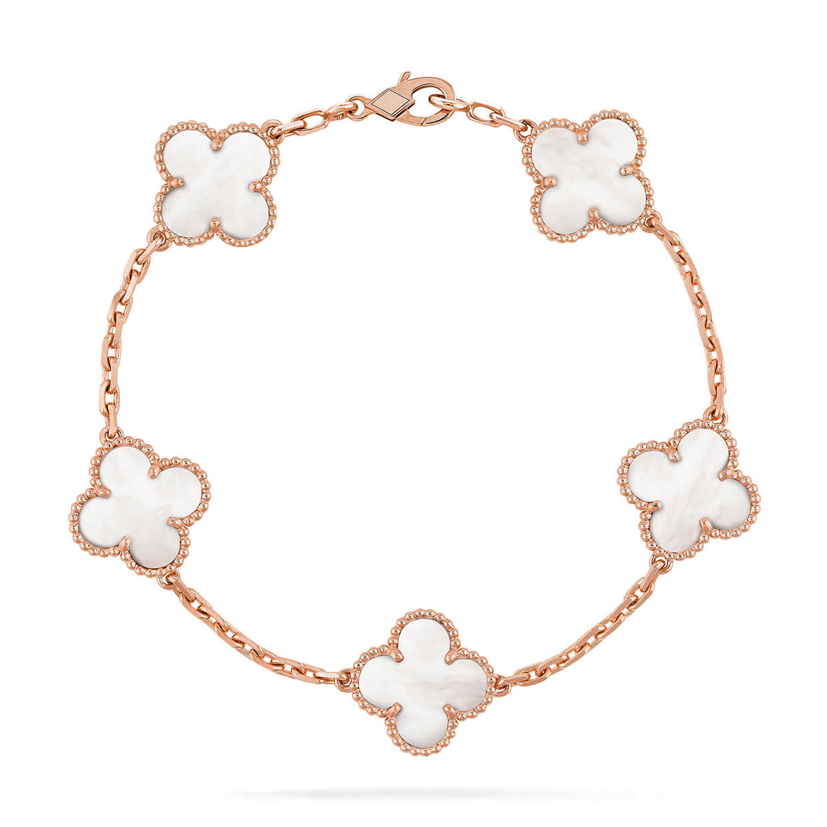 [Everoly JW] CLOVER WHITE PEARL MOP 5 MOTIF BRACELET COLLECTION